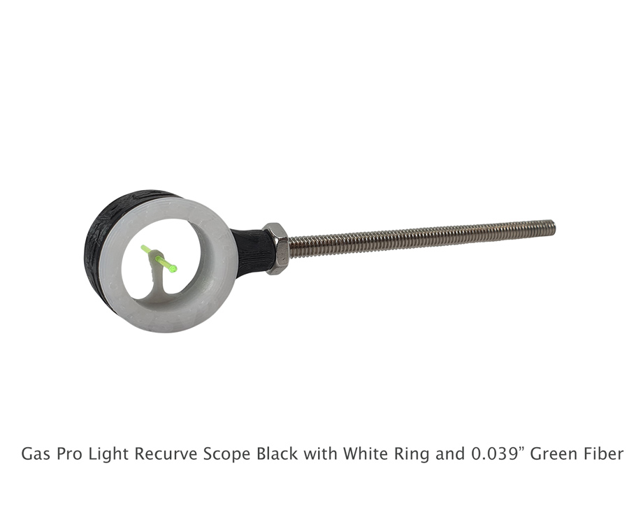 GAS PRO LIGHT RECURVE SCOPE BLACK BODY WHITE RING 0.039'' GREEN FIBER