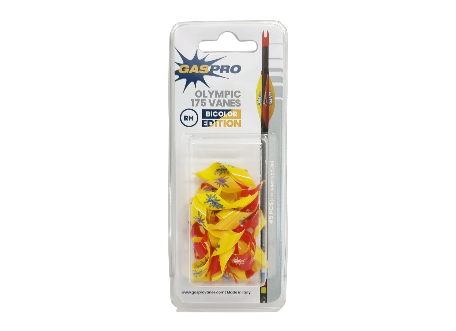 GAS PRO VANES SOFT+ OLYMPIC 1.75" BICOLOR EDITION RH 30 YELLOW / 15 RED